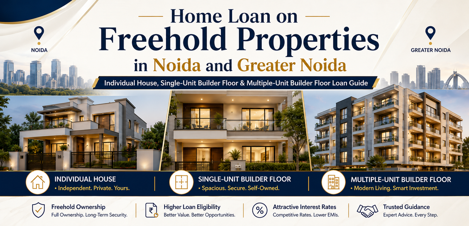 Home Loan on Freehold Properties in Noida and Greater Noida: Individual House, Single-Unit Builder Floor and Multiple-Unit Builder Floor Loan Guide